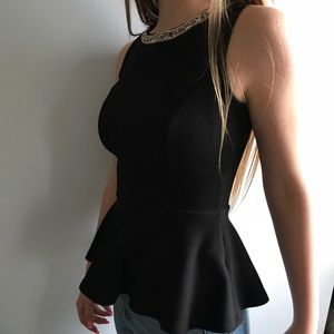 SALE!! Soprano peplum top w jeweled neckline